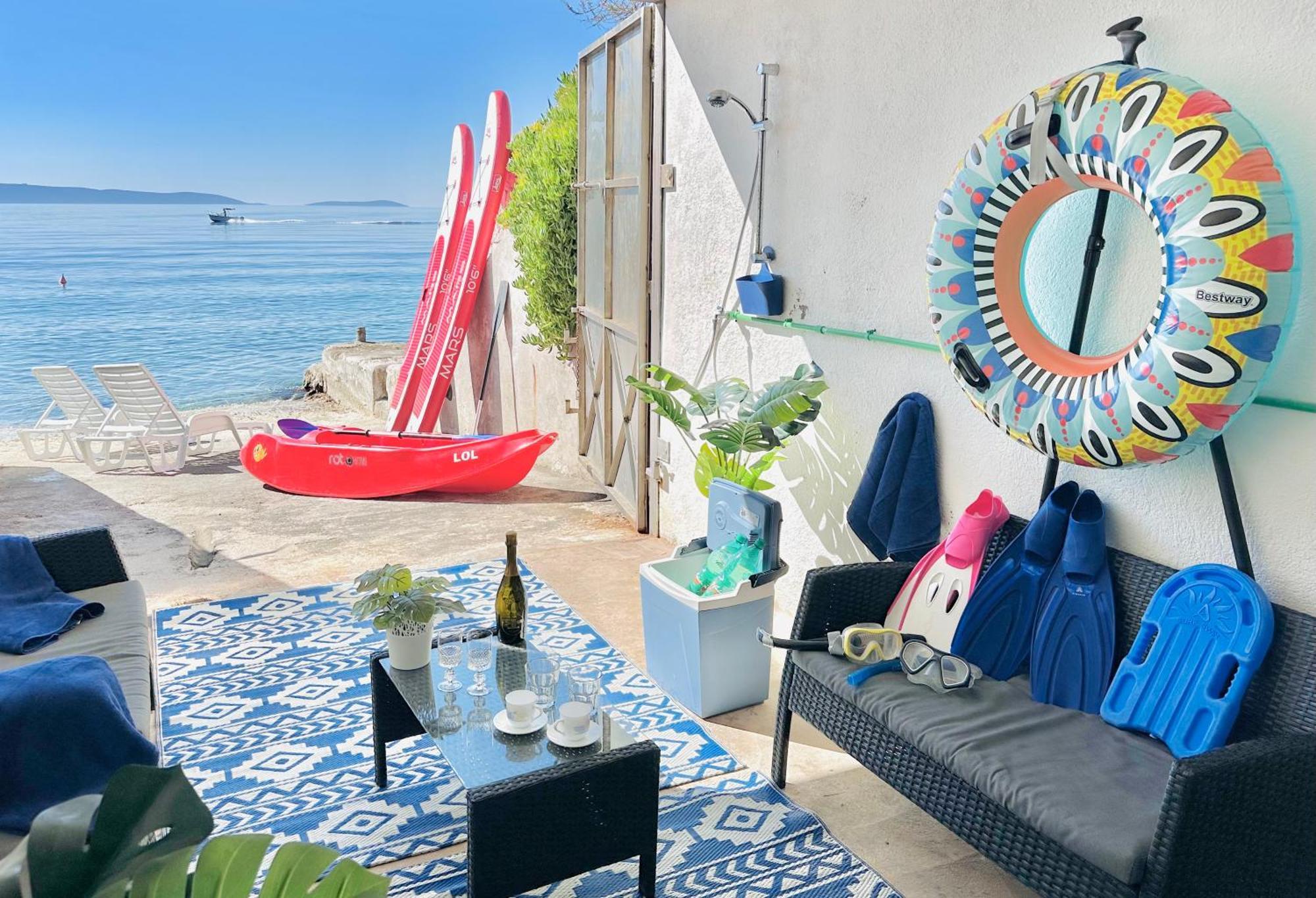 Luxury Seaside Villa With A Classic Mediterranean Olive Garden, A Fully Equipped Professional Kitchen, Pool, Sauna, Padle Boards And Canoe - Miolin Beach House Trogir Exterior foto